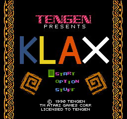 Klax (USA) (Unl) Title Screen